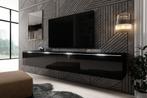 TV-Meubel Dixon - Zwart - 180 cm - tv kast - Led, Huis en Inrichting, Nieuw, 150 tot 200 cm, Overige materialen, 25 tot 50 cm