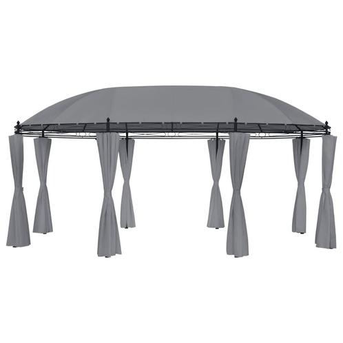 vidaXL Prieel met gordijnen 520x349x255 cm antracietkleurig, Tuin en Terras, Partytenten, Nieuw, Verzenden