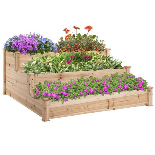 TRUUSK Verhoogd Bed 3-laags Tuinbed Plantenbed Kruidenbed Bl, Tuin en Terras, Bloembakken en Plantenbakken, Verzenden