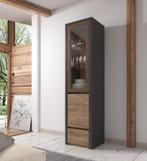 Vitrinekast Monaco - Eiken - Grijs - 50 cm - Met glas, Huis en Inrichting, Verzenden, Nieuw, 50 tot 100 cm, 150 tot 200 cm
