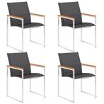 vidaXL Tuinstoelen 4 st textileen en roestvrij staal grijs, Tuin en Terras, Tuinstoelen, Verzenden, Nieuw
