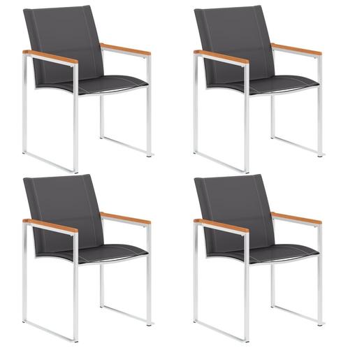 vidaXL Tuinstoelen 4 st textileen en roestvrij staal grijs, Tuin en Terras, Tuinstoelen, Nieuw, Verzenden