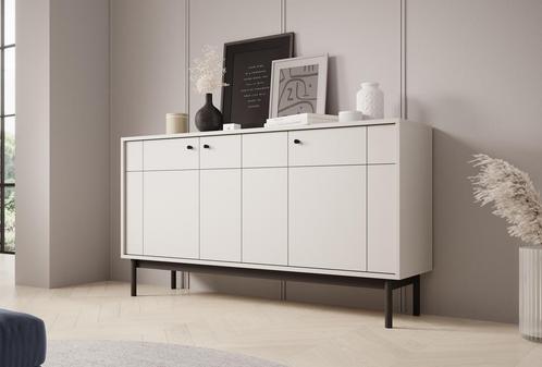 Meubella | Dressoir beige 154cm | Opbergkast 3 deuren, Huis en Inrichting, Kasten | Dressoirs, 25 tot 50 cm, Nieuw, 150 tot 200 cm