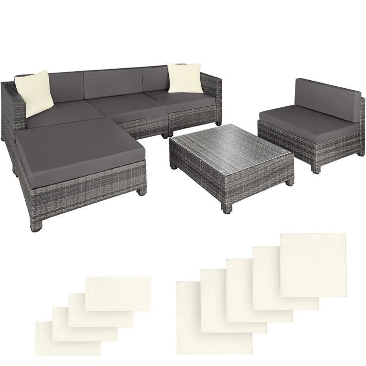 tectake Wicker lounge met aluminium frame incl. 2 kleuren ku, Tuin en Terras, Tuinsets en Loungesets, Verzenden