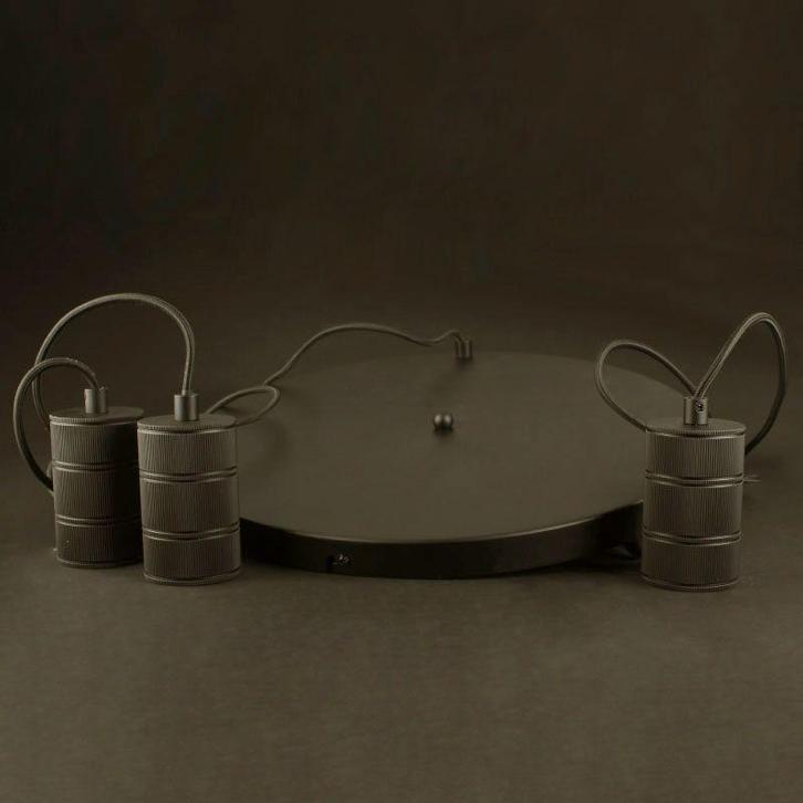 Calex Retro pendel met plafondplaat Ø400 mm 3xE27 zwarte fit, Huis en Inrichting, Lampen | Overige, Verzenden