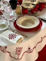 Deken van zuiver linnen, acht servetten, met de hand