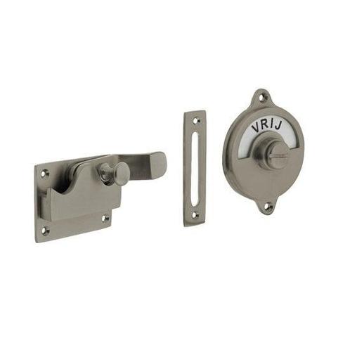 WC-Slot hendel met bocht vrij/bezet mat nikkel, Doe-het-zelf en Bouw, Hang- en Sluitwerk, Slot, Nieuw, Koper of Messing, Ophalen of Verzenden