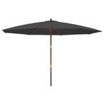 Grote Parasol Hout Zwart | Retour Deal | Zomerse Schaduw Nu!, Tuin en Terras, Verzenden, Nieuw, Waterdicht, Stokparasol