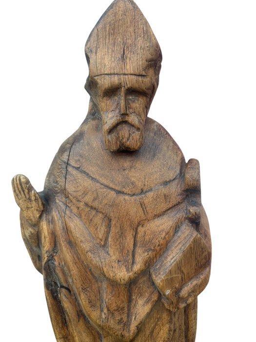 Beeldje - Heilige Sint Niklaas - 48 cm - Eik, Antiquités & Art, Antiquités | Livres & Manuscrits