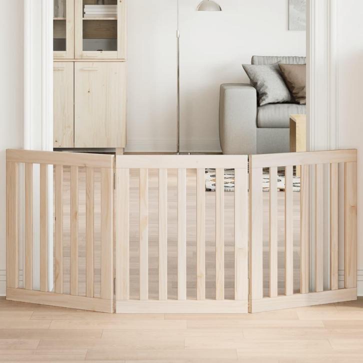 vidaXL Hondenhek opvouwbaar 3 panelen 150 cm populierenhout, Dieren en Toebehoren, Hondenbenches, Nieuw, Verzenden