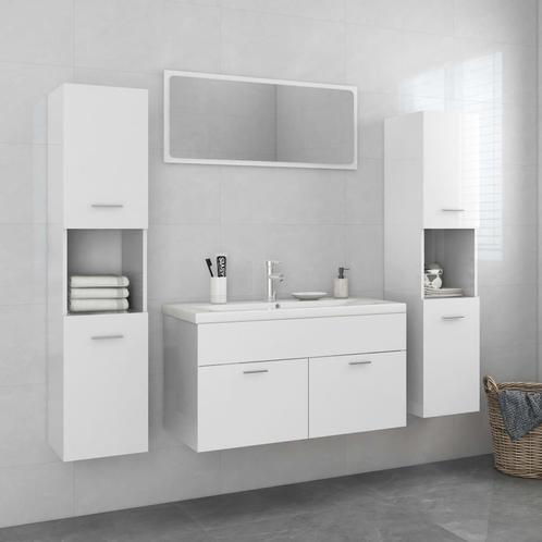 vidaXL Badkamermeubelset bewerkt hout hoogglans wit, Huis en Inrichting, Badkamer | Badkamermeubels, Nieuw, Verzenden