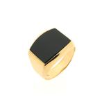 Gouden zegelring met onyx (herenring, heren, gouden ring), Handtassen en Accessoires, Ringen, Gebruikt, Overige kleuren, 19 tot 20