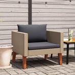 vidaXL Tuinbank eenzits met kussens poly rattan beige, Verzenden, Nieuw