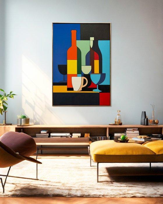 Alejandro Gonzalez - Bodegones Geométricos 91 - XL - (NO, Antiquités & Art, Art | Peinture | Moderne