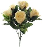 Zijden Rozen met Gips en Blad Ivory Champagne Boeketje 33 cm, Nieuw