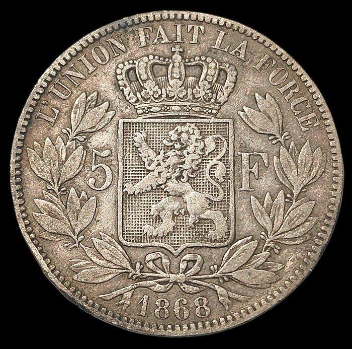 België. Leopold II. 5 Francs 1868 - Groot Hoofd /, Postzegels en Munten, Munten | Nederland