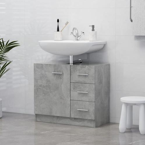 vidaXL Wastafelkast 63x30x54 cm bewerkt hout betongrijs, Huis en Inrichting, Badkamer | Badkamermeubels, Nieuw, Verzenden