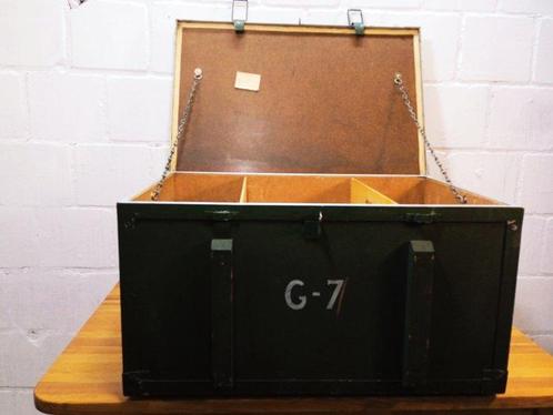 Kist - Grote militaire koffer - Hout, Metaal, Antiek en Kunst, Antiek | Wandborden en Tegels