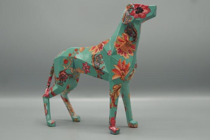 Beeldje - Flower dog - Polyresin, Antiquités & Art, Curiosités & Brocante