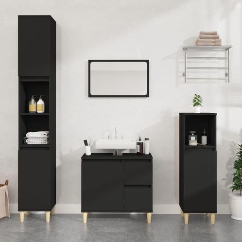 vidaXL Badkamerkast 65x33x60 cm bewerkt hout zwart, Maison & Meubles, Salle de bain | Meubles de Salle de bain, Envoi