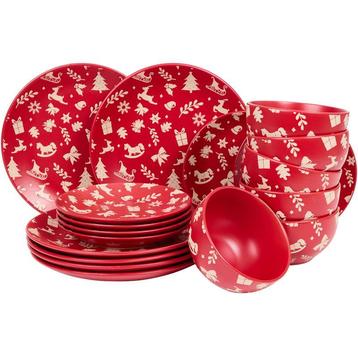 Service de table de Noël - rouge - 18 pièces | 6 personnes beschikbaar voor biedingen
