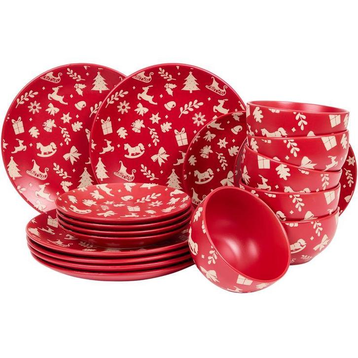 Service de table de Noël - rouge - 18 pièces | 6 personnes, Diversen, Kerst, Verzenden