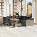 vidaXL 13-delige tuinset met kussens in grijs poly rattan en, Verzenden, Nieuw