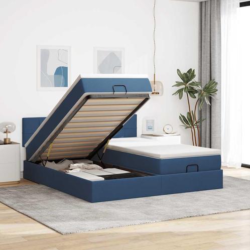 vidaXL Ottoman bed met matrassen 200x200cm stof blauw, Huis en Inrichting, Slaapkamer | Bedden, Nieuw, Verzenden