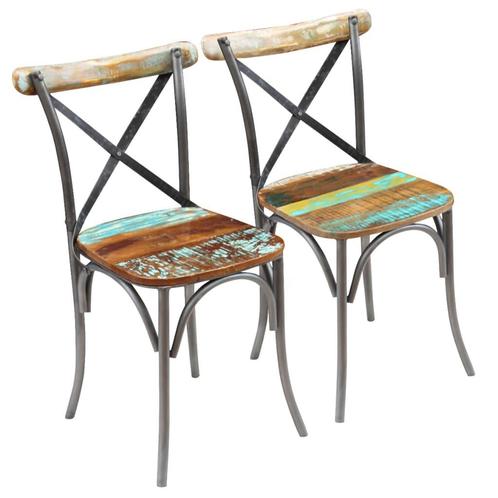 vidaXL Eetkamerstoelen 2 st massief gerecycled hout, Huis en Inrichting, Stoelen, Nieuw, Verzenden
