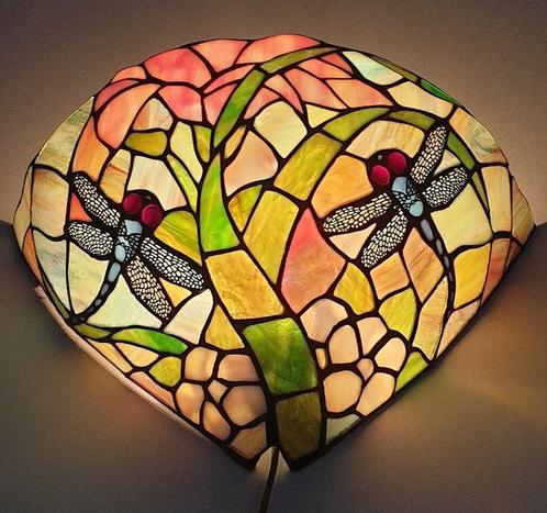 Lampe murale - Libellule - Vitrail, Antiek en Kunst, Kunst | Designobjecten