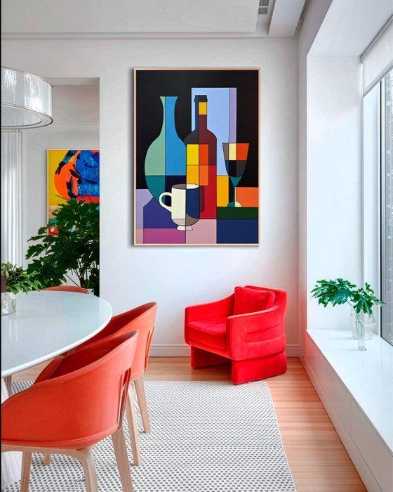 Alejandro Gonzalez - Bodegones Geométricos 98- XL - (NO, Antiek en Kunst, Kunst | Schilderijen | Modern