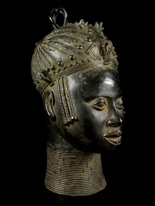 Bronzen hoofd - Yoruba - Nigeria, Antiek en Kunst, Kunst | Niet-Westerse kunst