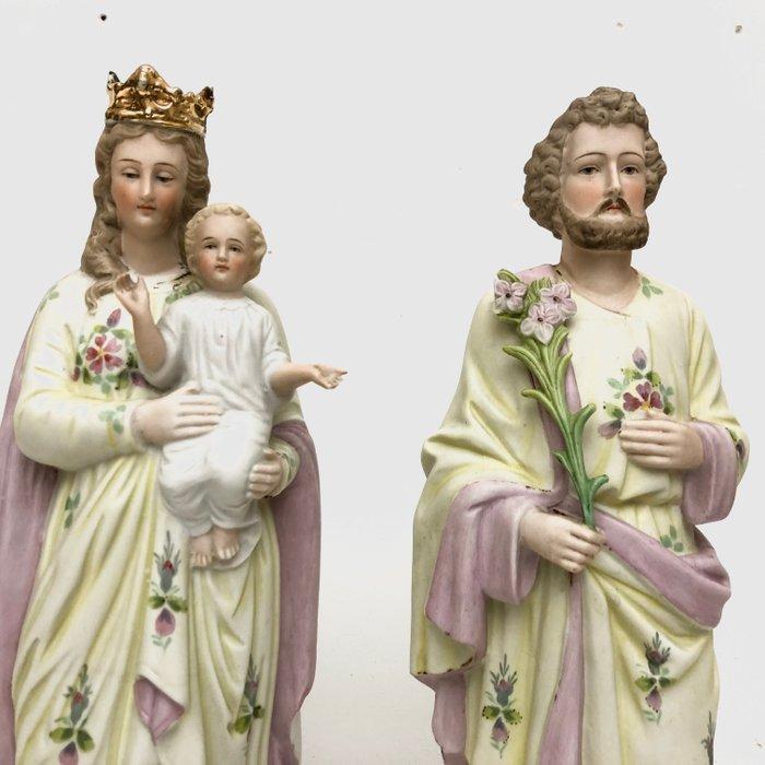 Beeld, Heilige Jozef en Maria - 37 cm - Biscuit porselein, Antiek en Kunst, Antiek | Boeken en Manuscripten