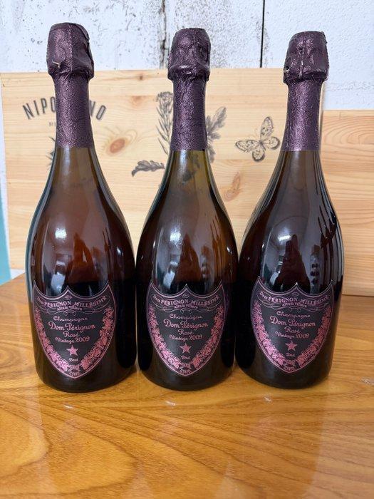 2009 Dom Pérignon - Champagne Brut, Rosé - 3 Bouteilles, Verzamelen, Wijnen