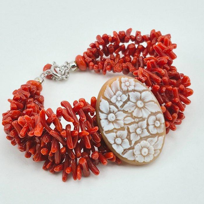 Bloedkoraal - Zilver - Armband - CORALLO MEDITERRANEO, Handtassen en Accessoires, Antieke sieraden