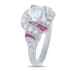 Bague Platine, Bague Art Déco en platine, diamant de 1,23 ct, Nieuw