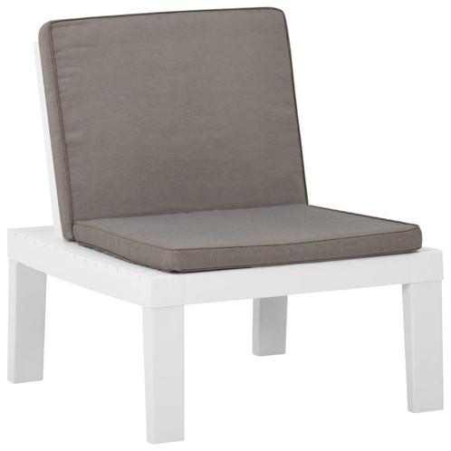 vidaXL Loungestoel met kussen kunststof wit, Tuin en Terras, Tuinstoelen, Nieuw, Verzenden