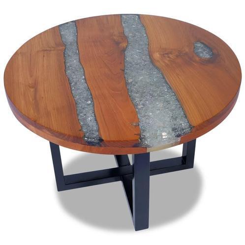 vidaXL Table basse Teck Résine 60 cm, Maison & Meubles, Tables | Tables de salon, Neuf, Envoi