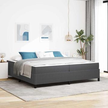 vidaXL Bedframe Donkergrijs 200 x 200 cm Katoenen stof, Verzenden