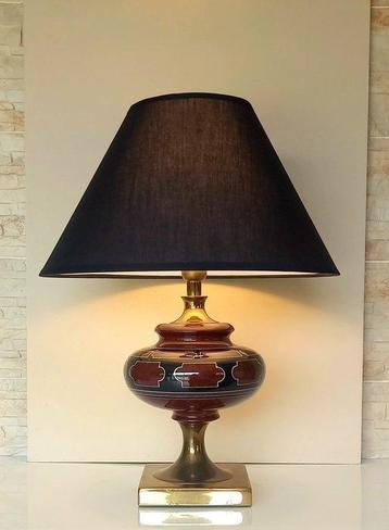 Louis Drimmer - Lampe - Vintage - Céramique, Laiton, Antiquités & Art