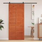 vidaXL Schuifdeur Wasbruin 90 x 210 cm Massief grenenhout, Doe-het-zelf en Bouw, Deuren en Vliegenramen, Verzenden, Nieuw