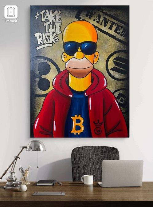 Xavier Van Walsem (1980) - Homer simpson take the risk, Antiek en Kunst, Kunst | Schilderijen | Modern