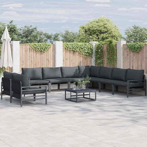 vidaXL Tuinbank Set 9 pcs Antraciet Staal, Tuin en Terras, Tuinsets en Loungesets, Nieuw, Verzenden