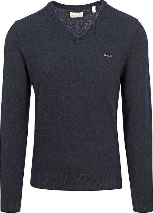 Gant Trui Lamswol Navy Melange maat Maat 48/50 (M) Heren, Kleding | Heren, Truien en Vesten, Blauw, Nieuw, Maat 48/50 (M), Verzenden
