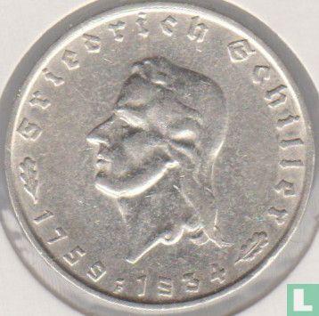 Duitsland - Duitse Rijk 2 reichsmark 1934 175th annivers..., Timbres & Monnaies, Monnaies | Europe | Monnaies non-euro, Envoi