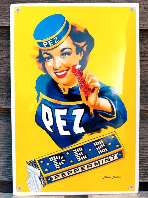 Emaille reclamebord PEZ Peppermint, Collections, Marques & Objets publicitaires, Envoi