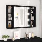 vidaXL Spiegelkast met LED-verlichting 76x15x55 cm zwart, Verzenden, Nieuw