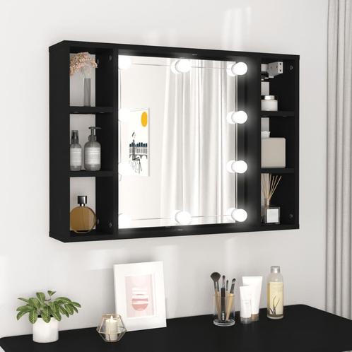 vidaXL Spiegelkast met LED-verlichting 76x15x55 cm zwart, Huis en Inrichting, Kasten | Overige, Nieuw, Verzenden