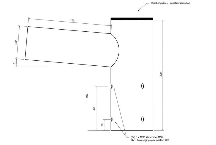 Enkelvoudige lichtmast uithouder t.b.v. top 60mm, Zakelijke goederen, Overige Zakelijke goederen, Verzenden
