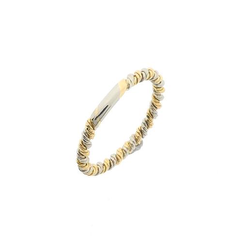 Bicolor gouden gedraaide aanschuifring (witgoud) (witgoud), Handtassen en Accessoires, Ringen, Dame, Overige kleuren, 19 tot 20